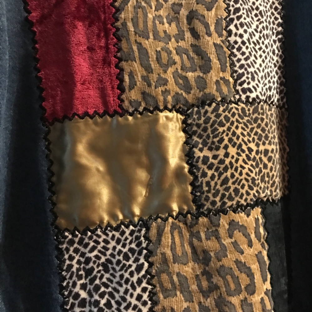 Denim Jean Jacket Cheetah Print Large Designer Boutique Final Sale - Picture 4 of 16